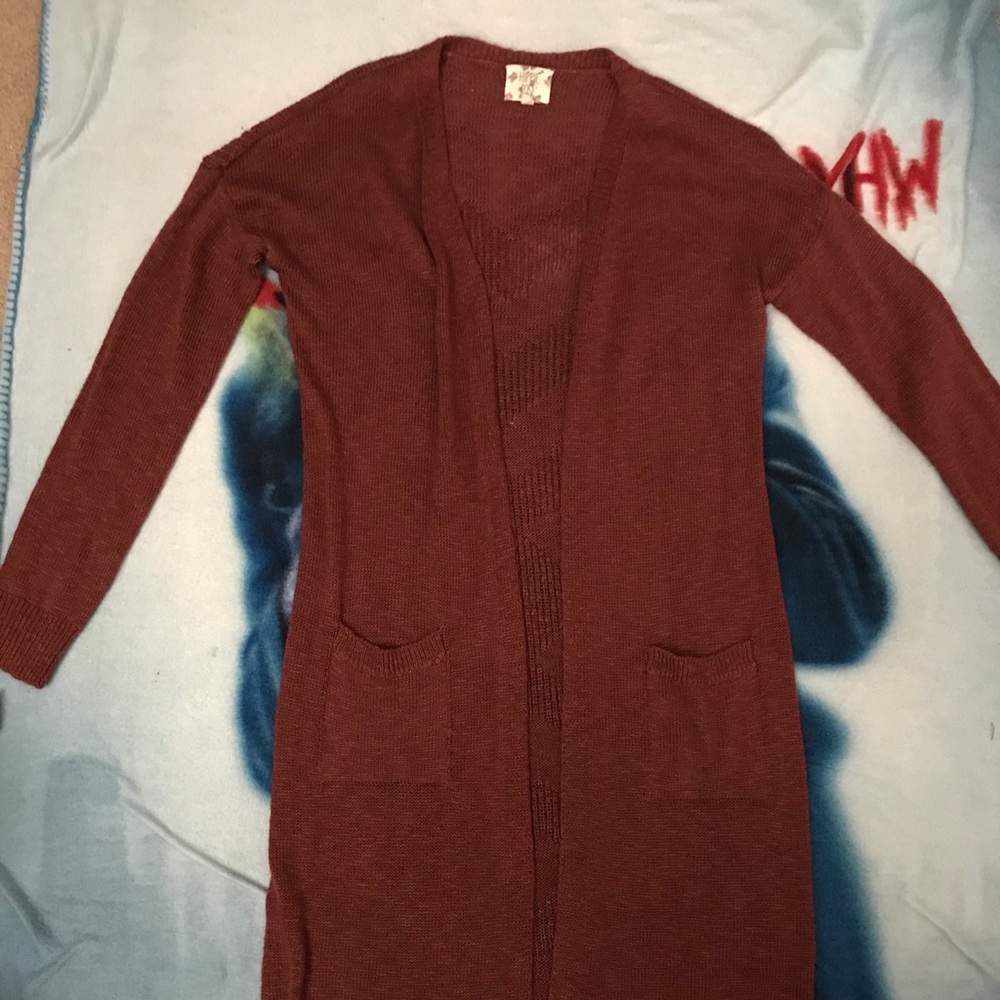 Long Rust Colored Cardigan